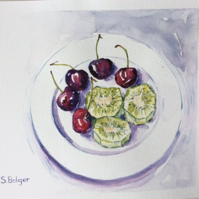 When working on this piece, I thought I was painting loosely and playfully. But the result looks like I was cautious 