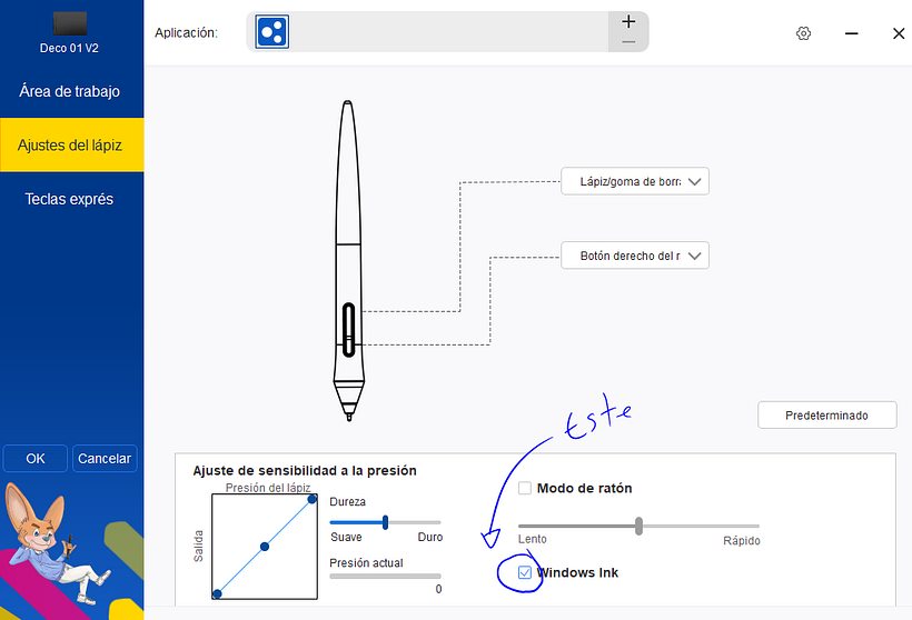 problema con la opcion de presion de la pluma en photoshop CC 2018 1