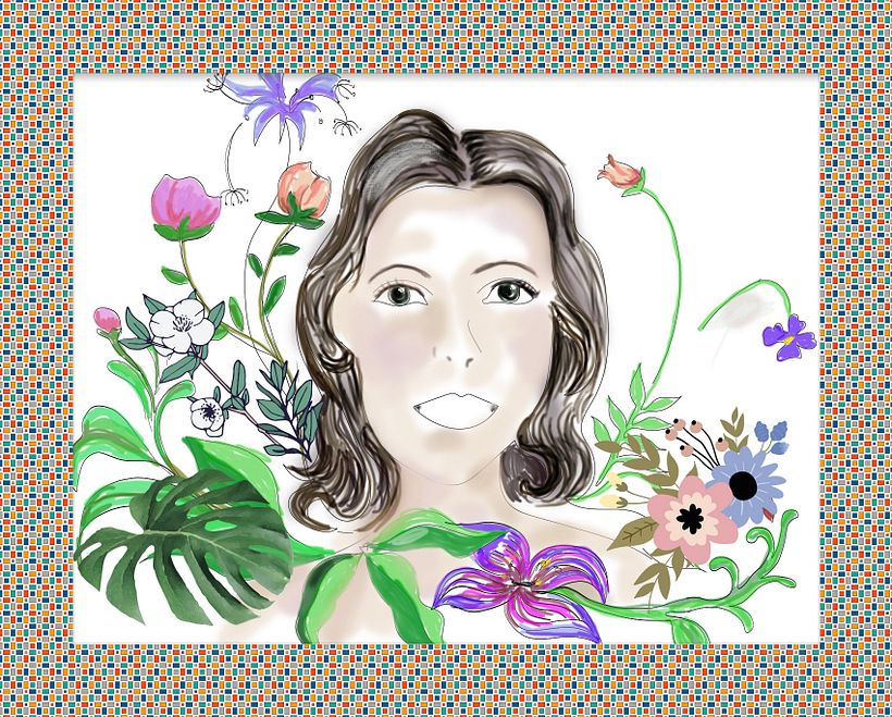 Meu projeto do curso: Retrato ilustrado com elementos botânicos 1