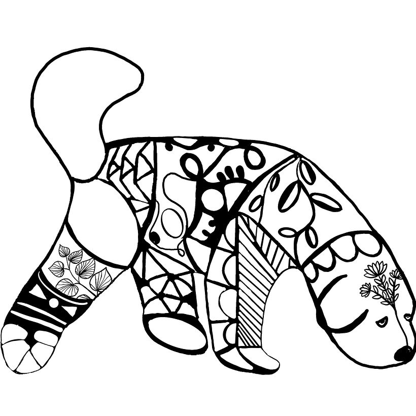 Folk Art Tea Service Dogs - Ilustração tradicional