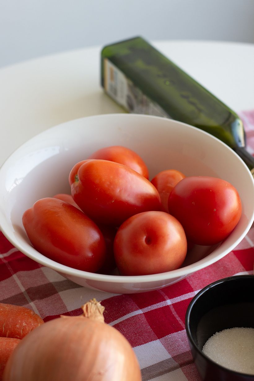 Mise en place de Salsa de Tomate - para blog de comida
