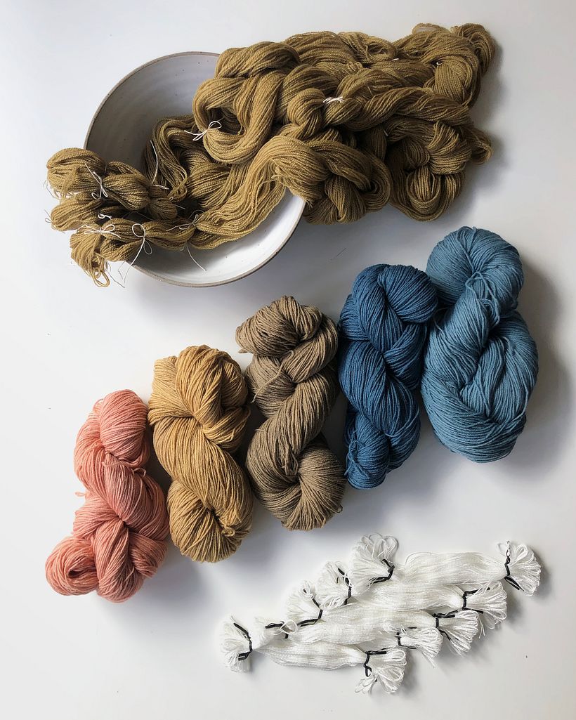 Handwoven and plant-dyed scarf 1