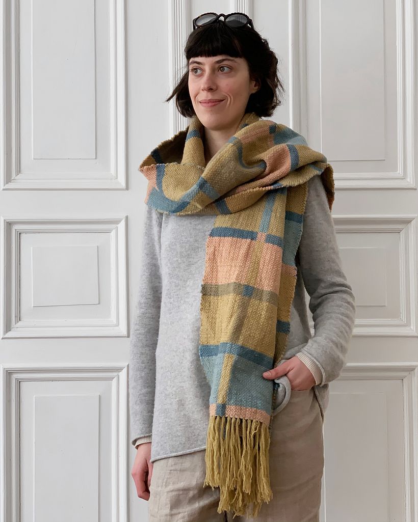Handwoven and plant-dyed scarf 4
