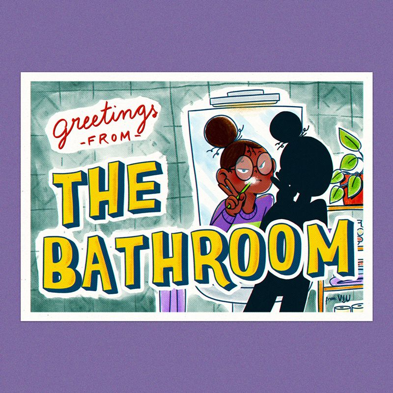 From the bathroom