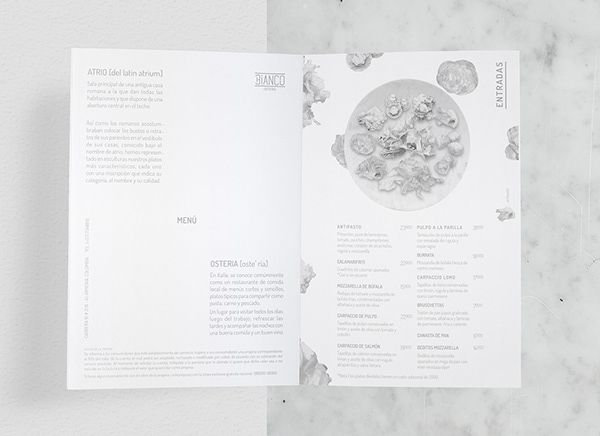 ATRIO BIANCO | Menu Bianco Osteria - Illustrazione tradizionale