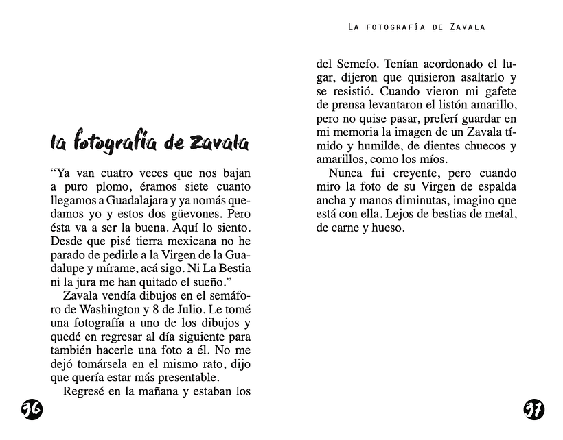 Cuento de Karla Sosa, del libro Entre perros y pirañas. Diseño editorial de Sergio Yalú