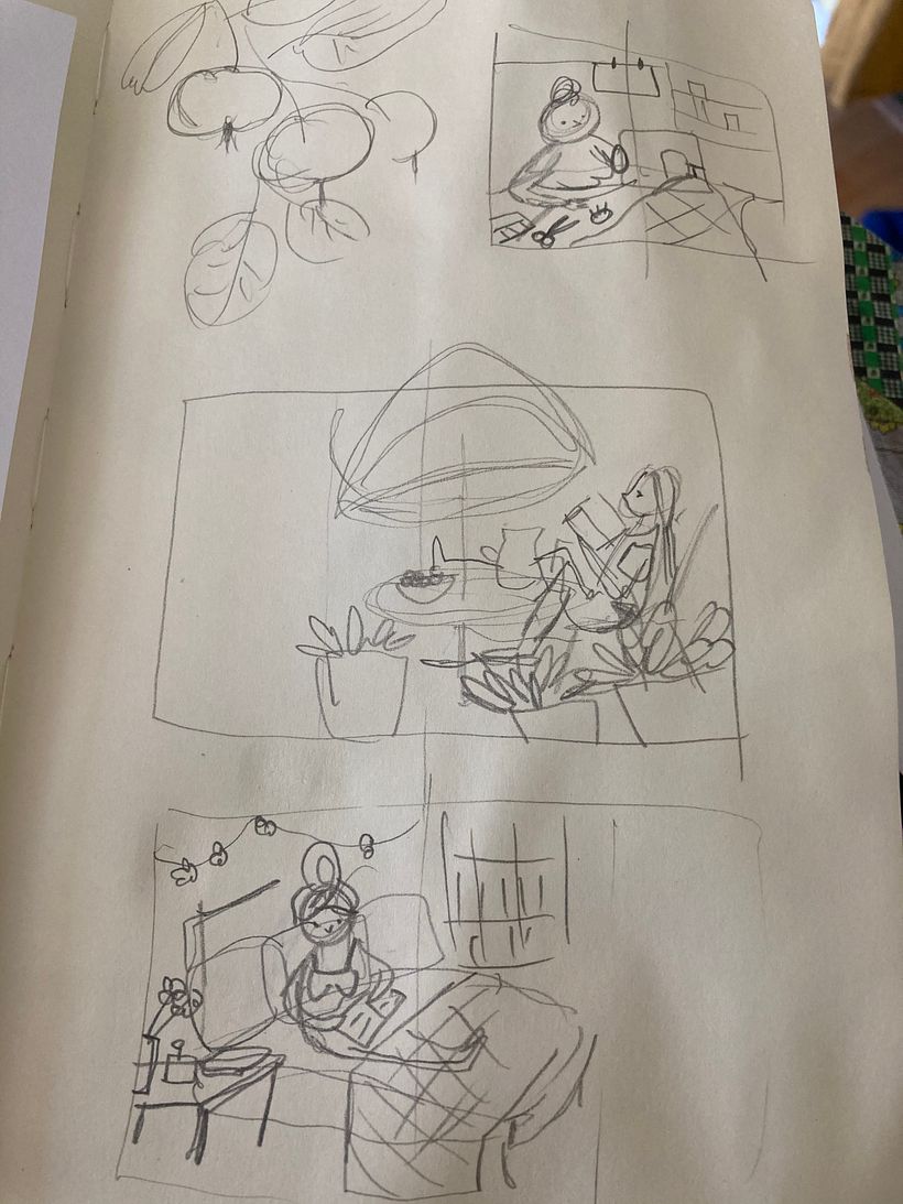 thumbnail sketches for the final drawing