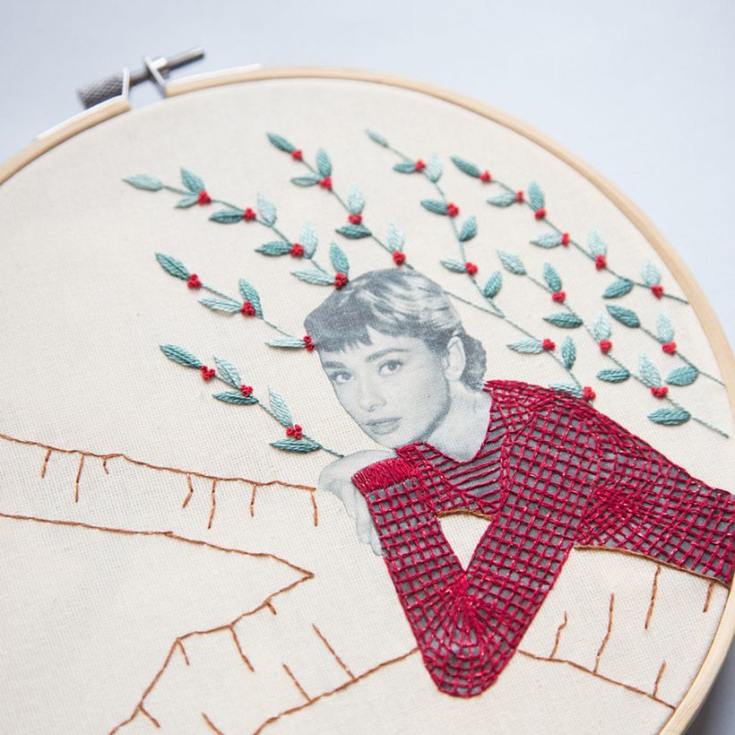 Photo embroidery on fabric by Studio Variopinto.