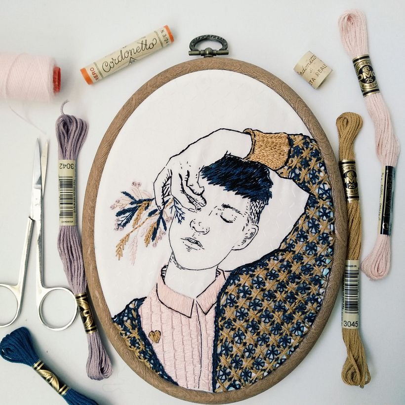 Embroidery by visual artist Bugambilo.