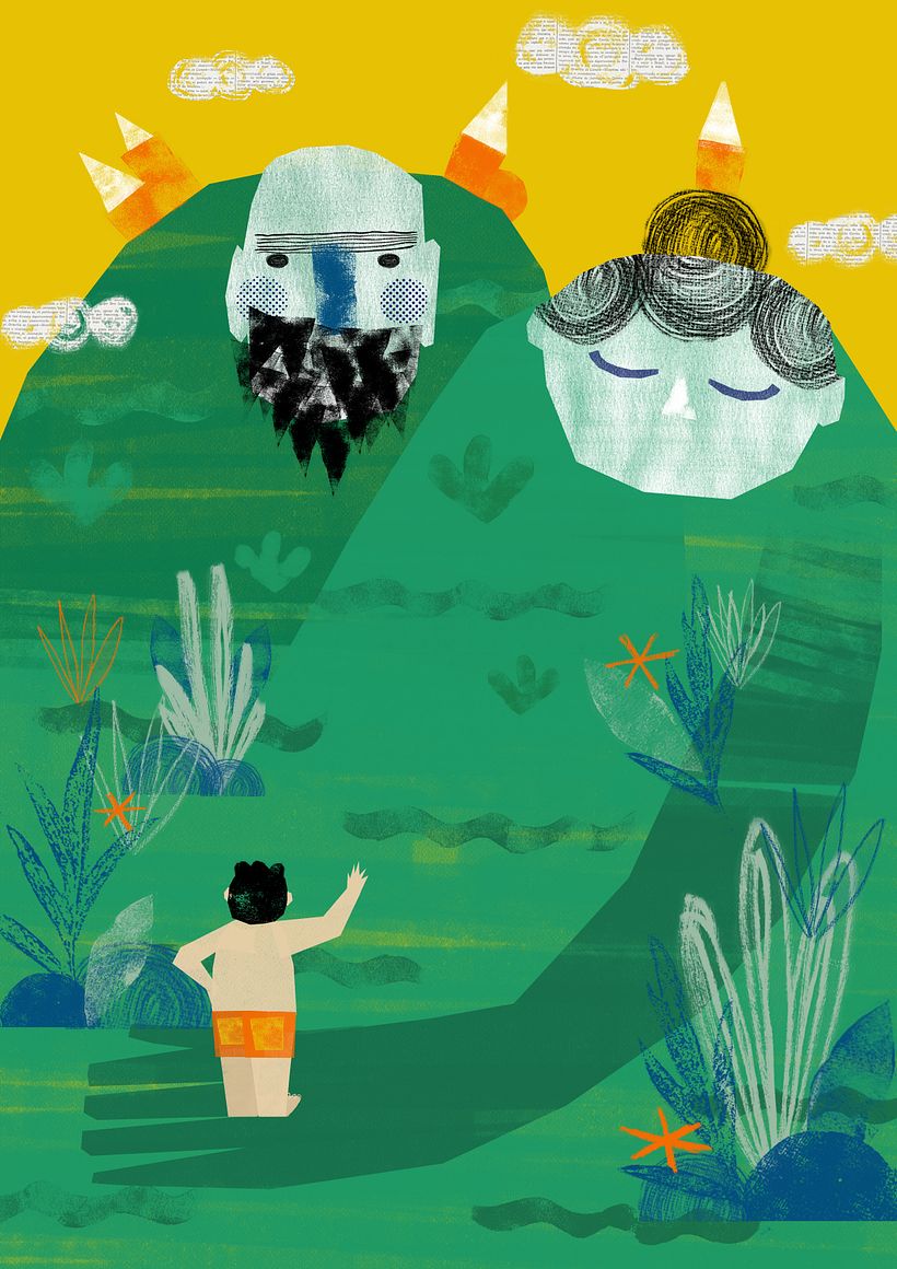Guava boy saying goodbye to the couple that raised him. Off on an adventure to defeat the monsters.