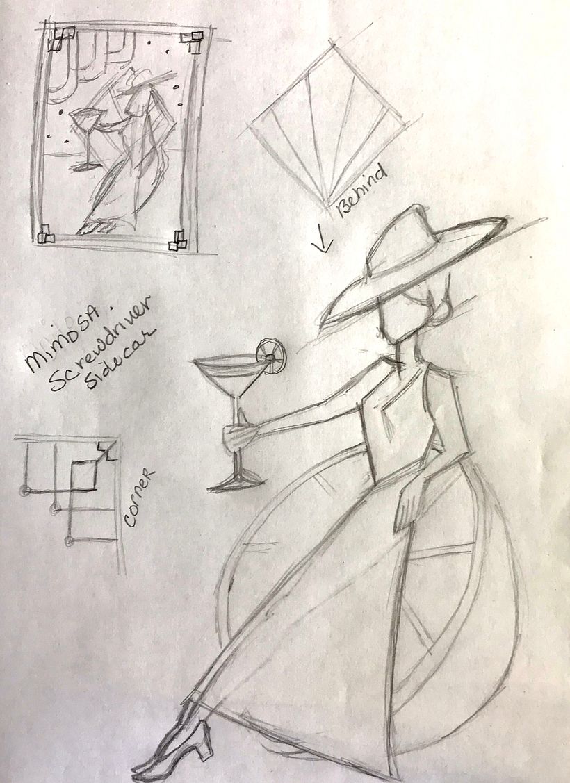 Planning out the idea for the cocktail ad.