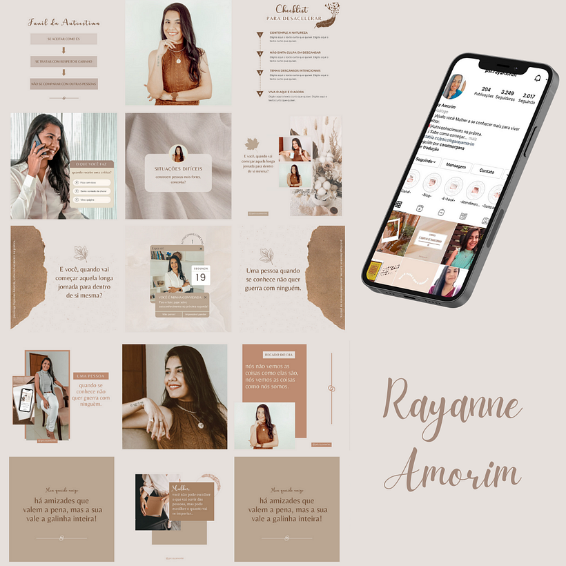 Feed Entregue para a marca pessoal Rayanne, psicóloga.