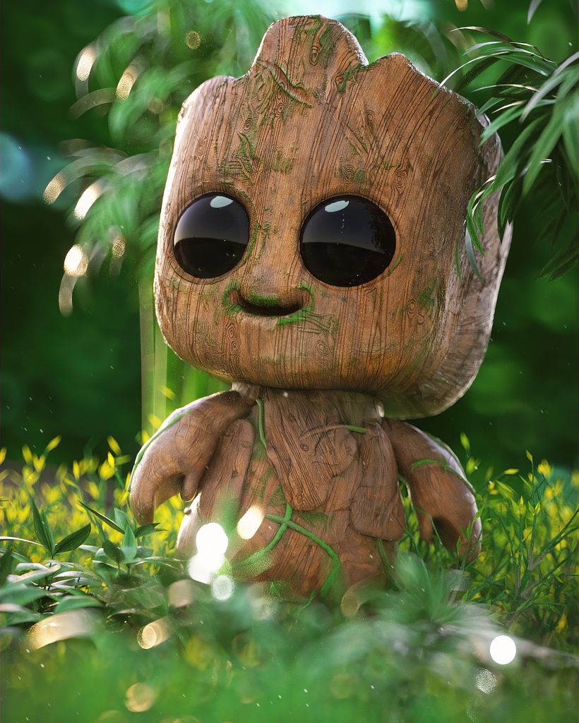 OCTANE RENDER FREE SCENE BABY GROOT By Oscar creativo 4