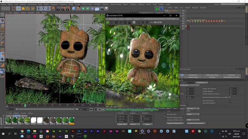 OCTANE RENDER FREE SCENE BABY GROOT By Oscar creativo 8
