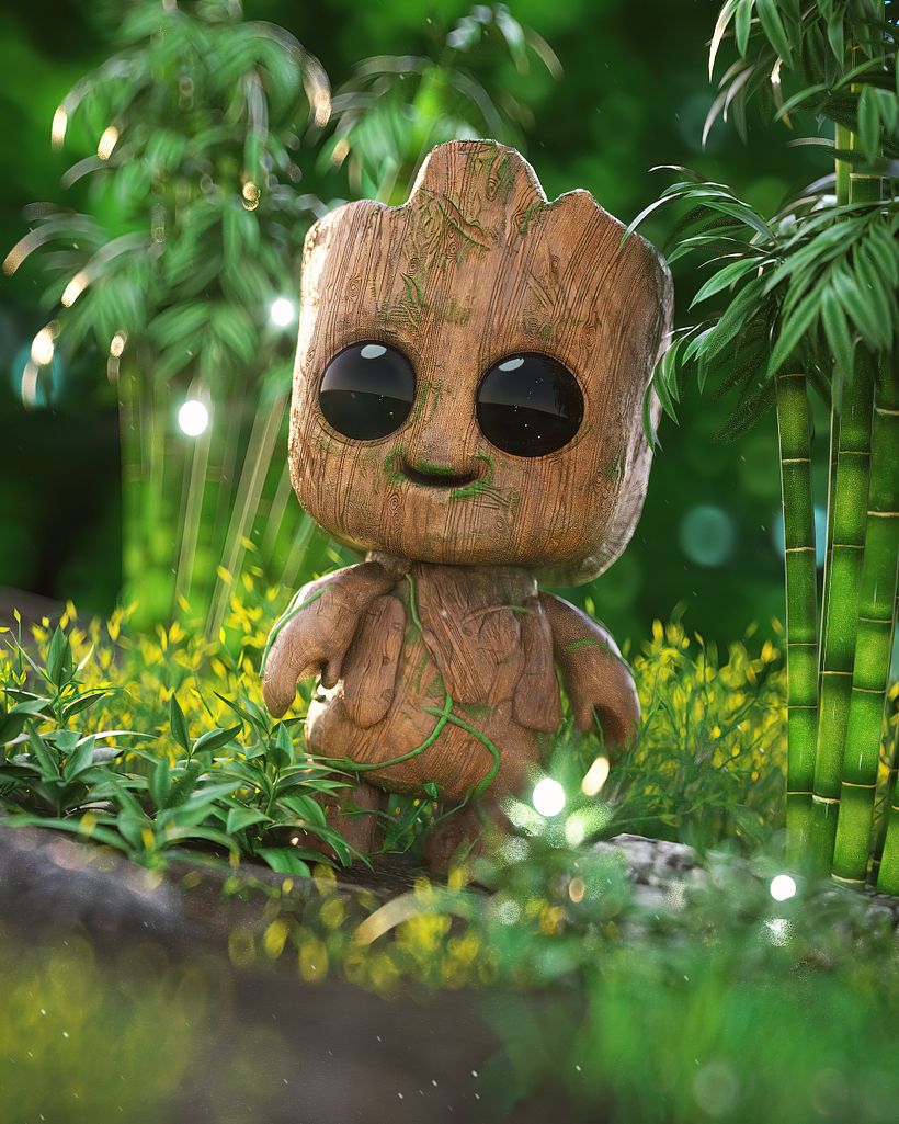 OCTANE RENDER FREE SCENE BABY GROOT By Oscar creativo 3