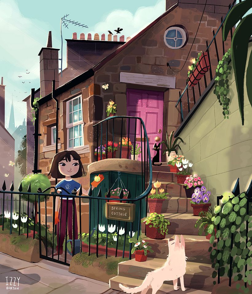 Spring Cottage Photo Study - Ilustración tradicional