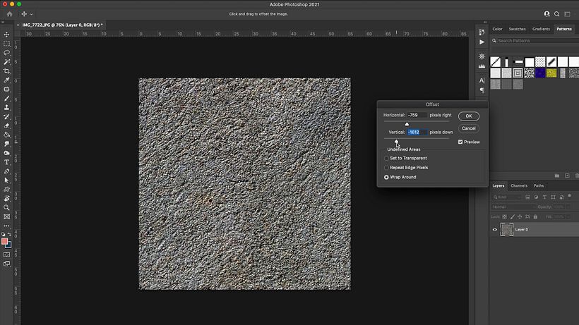 Use the Offset Tool to find the crop lines