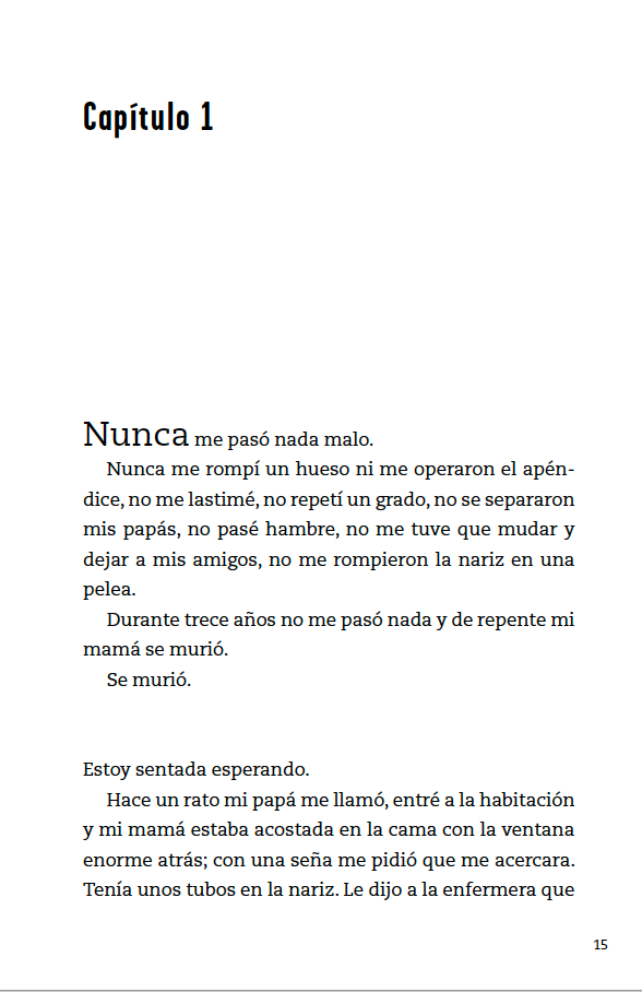 Primera página de Nunca jamás.