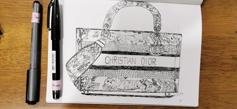 My current favourite bag and target - Christian Dior book tote bag illustration