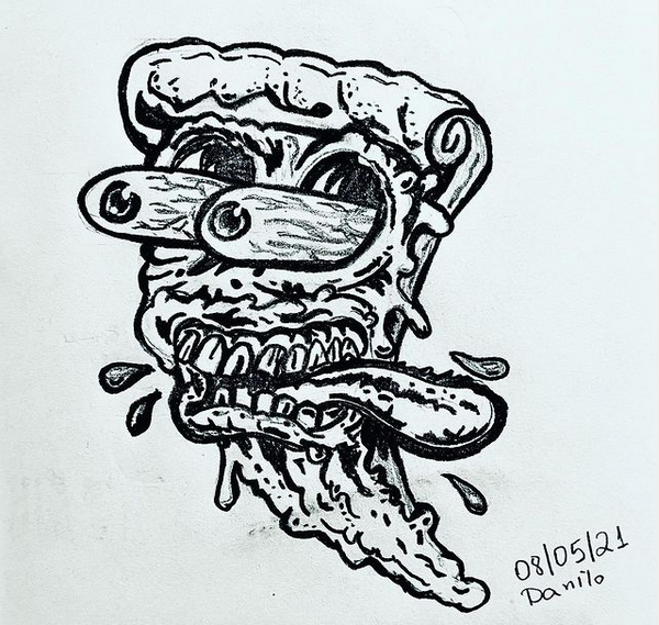 Pizza Jimbo Phillips -  Desenho e pintura à mão (sketchbook)