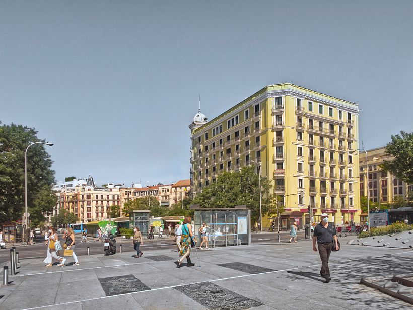 Foto 6. Calle Narváez . El edificio en primer plano es donde Federico García Lorca tenía su vivienda.