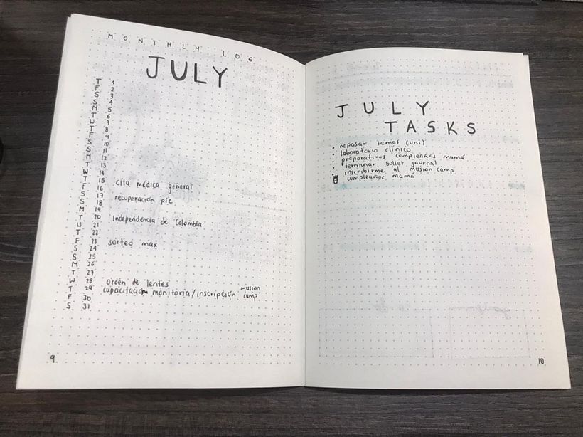 monthly log and task list