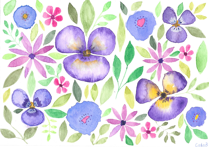 Mein Kursprojekt: Blumenmuster mit strahlenden Aquarellfarben 1