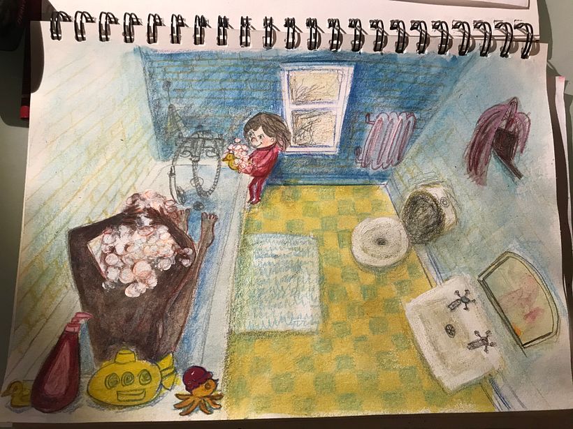 Still feel like I need add more on this in the floor area, more toys etc or better cropped just bath area. Work in progress