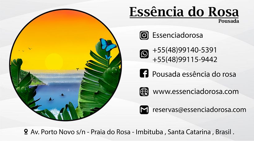 LOGO Y TARJETA DE PRESENTACION PARA ESSENCIA DO ROSA, POSADA UBICADA EN BRASIL