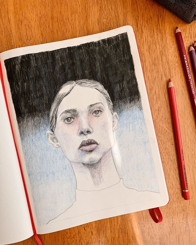 My project in Chiaroscuro Creative Portrait with Pencils course 1