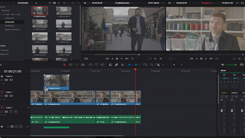 Organize o material filmado na edição