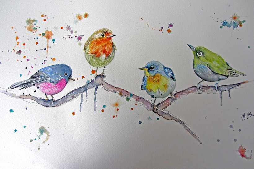 four birds