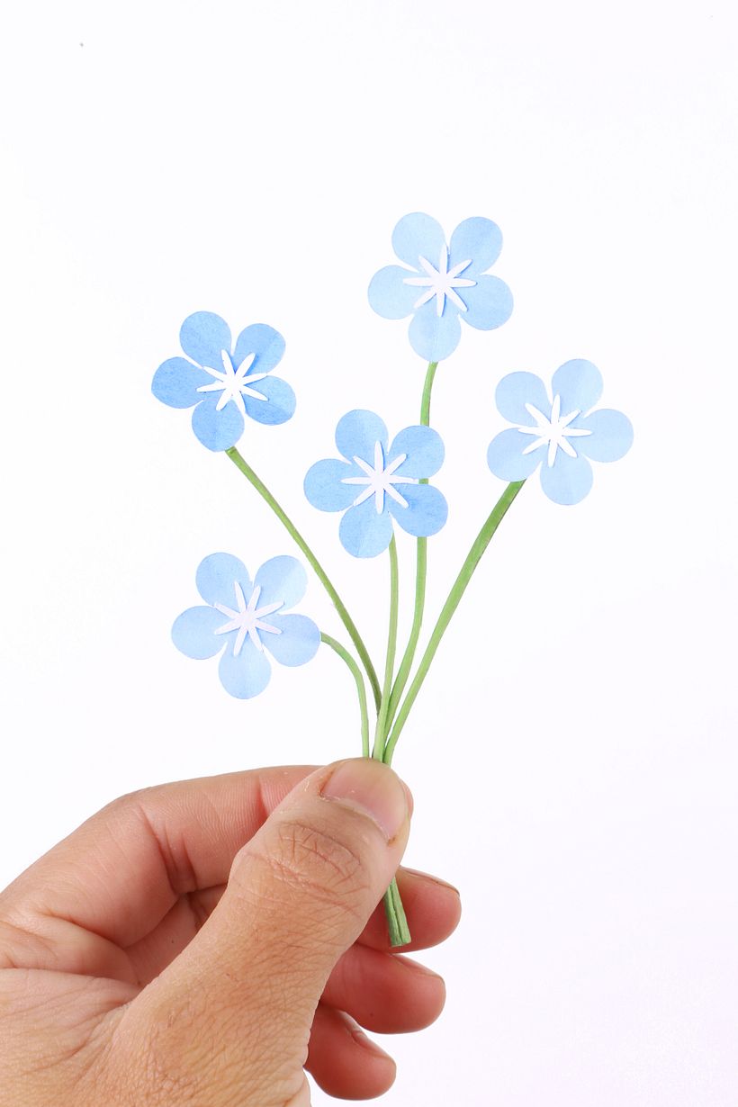 Forget me nots in paper. Progress. 2020