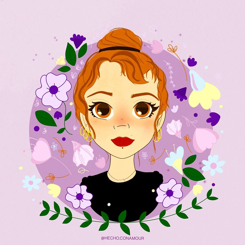 Mi Proyecto del curso: Retrato ilustrado con elementos botánicos 1
