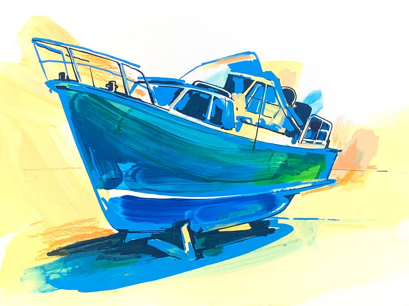 Boot 1,Citroen, 18 x 24 cm, Acrylic on board