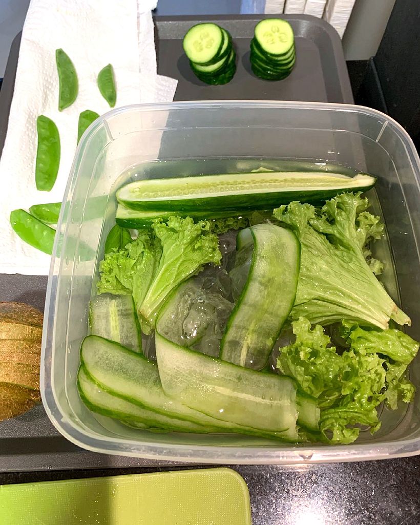 I used cold water with ice added to preserve the ingredients