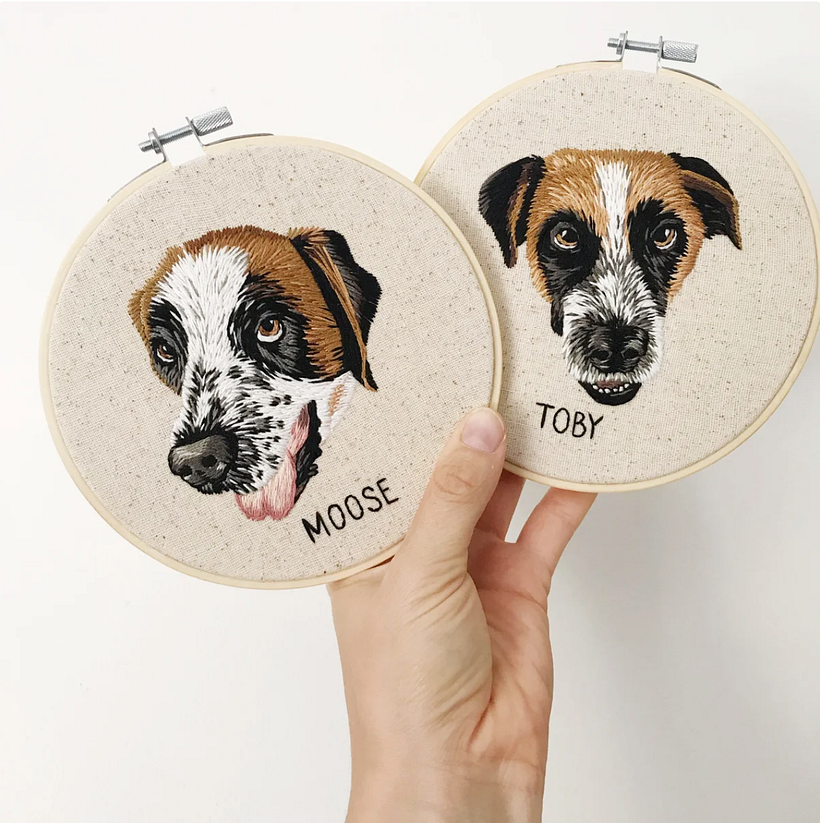 Stitched with cotton thread on speckled cotton fabric using a freeform thread painting technique. 6" finished size.