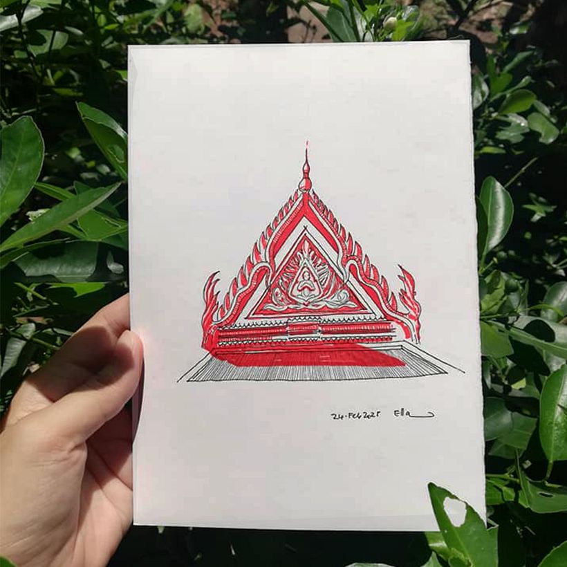 One of the pediments of the hall at Wat Phra Kaew, 2014