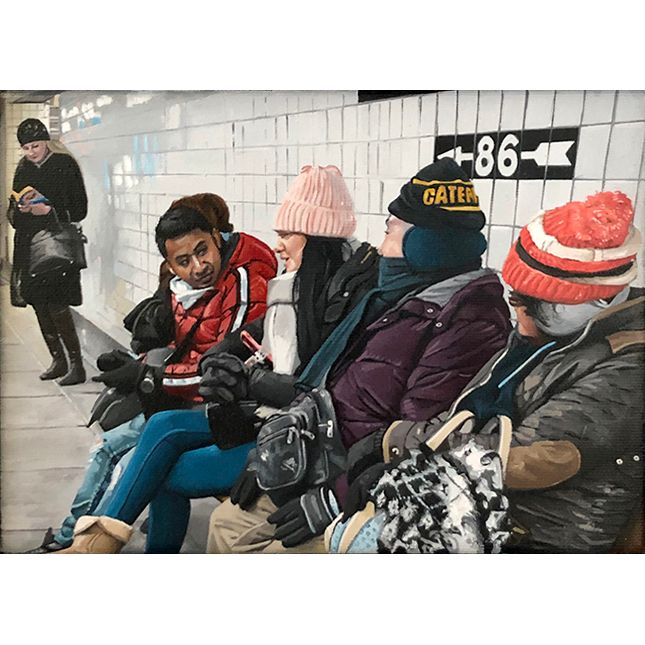 "Alone Together", oil on canvas, 5"x7", 2020.