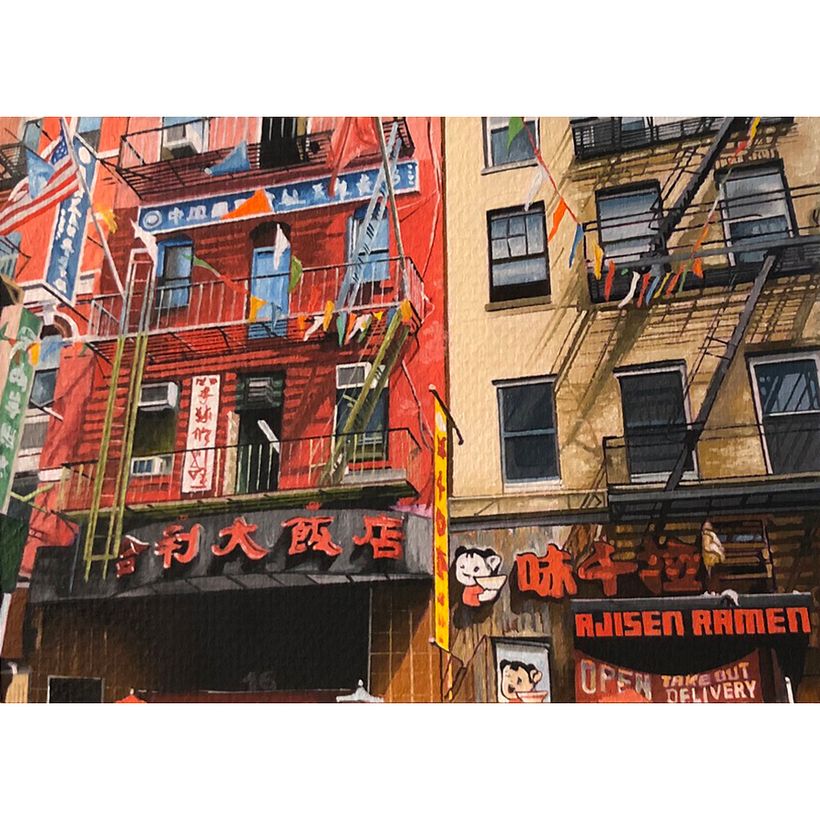 "Escape from Chinatown", oil on canvas, 5"x7", 2020.