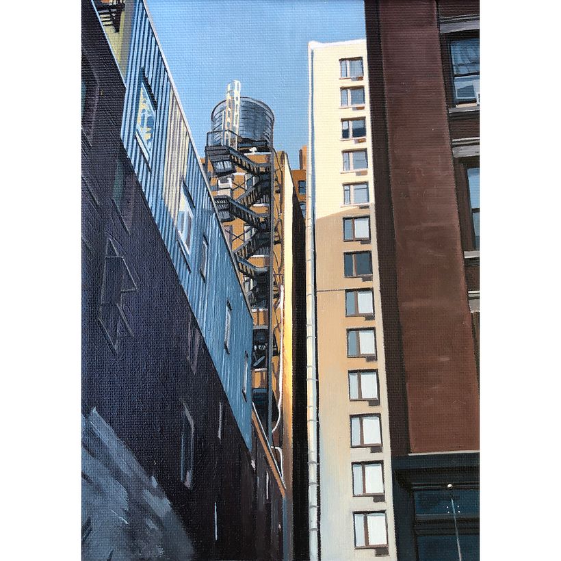"Tucked Away", oil on canvas, 7"x5", 2020.