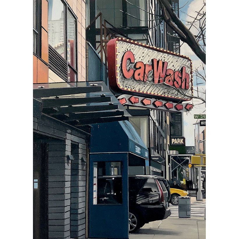"Car Wash", oil on canvas, 7"x5", 2020.