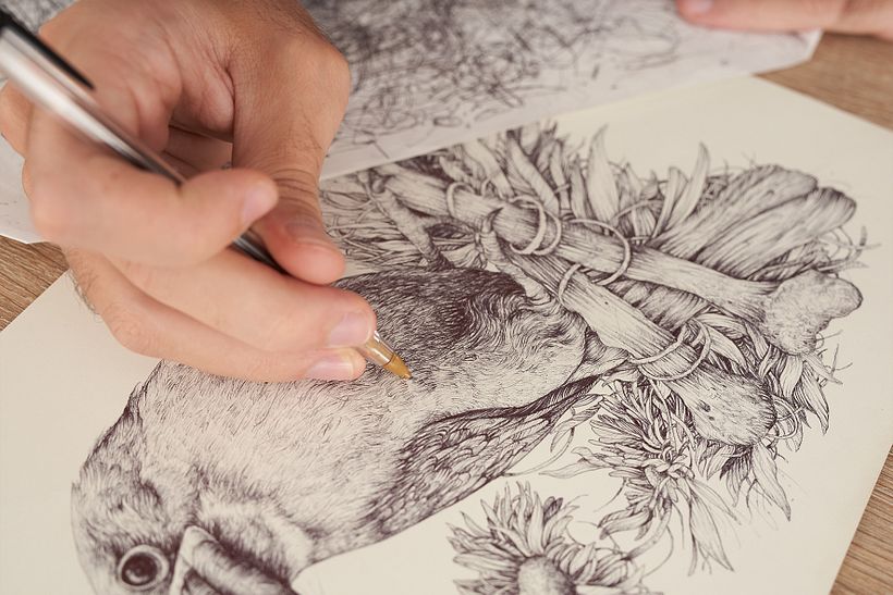 Ilustración naturalista con bolígrafo 14
