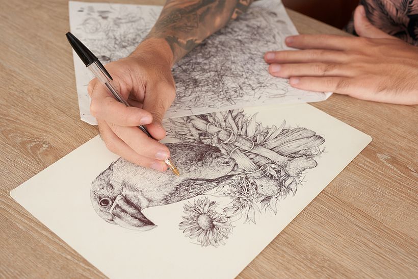 Ilustración naturalista con bolígrafo 15