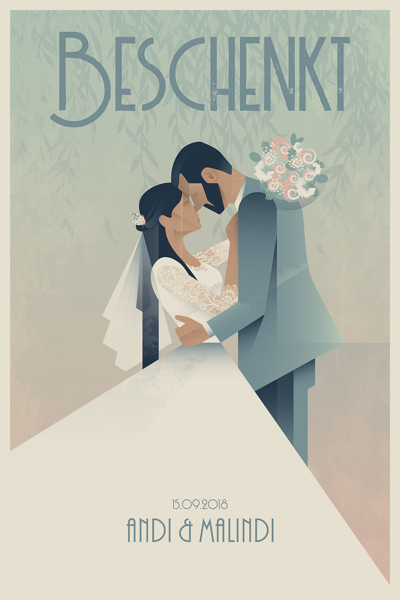 My project in Art Deco Style for Digital Illustration course 1