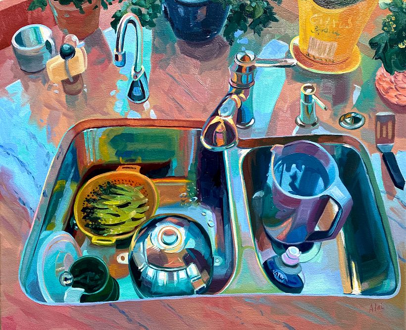 Commissioned kitchen, óleo sobre lienzo 46x38cm, 2021