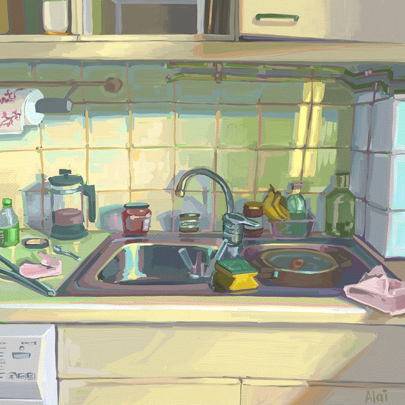 Kitchen Sink III, pintura digital en ArtRage, 2020