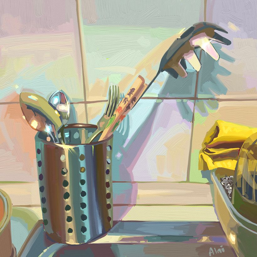 Kitchen mess, pintura digital en ArtRage, 2021