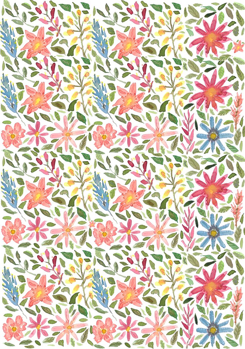 Meu projeto do curso: Padrões florais vibrantes com aquarela 1