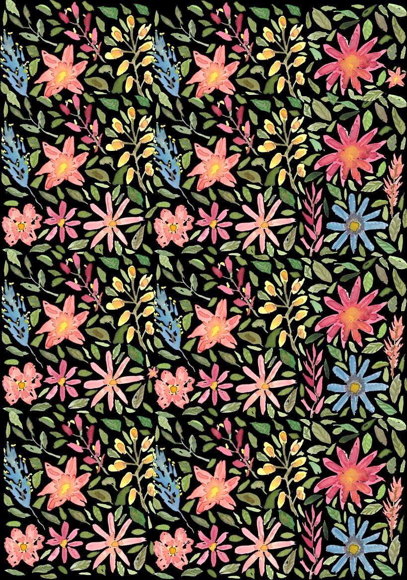 Meu projeto do curso: Padrões florais vibrantes com aquarela 2